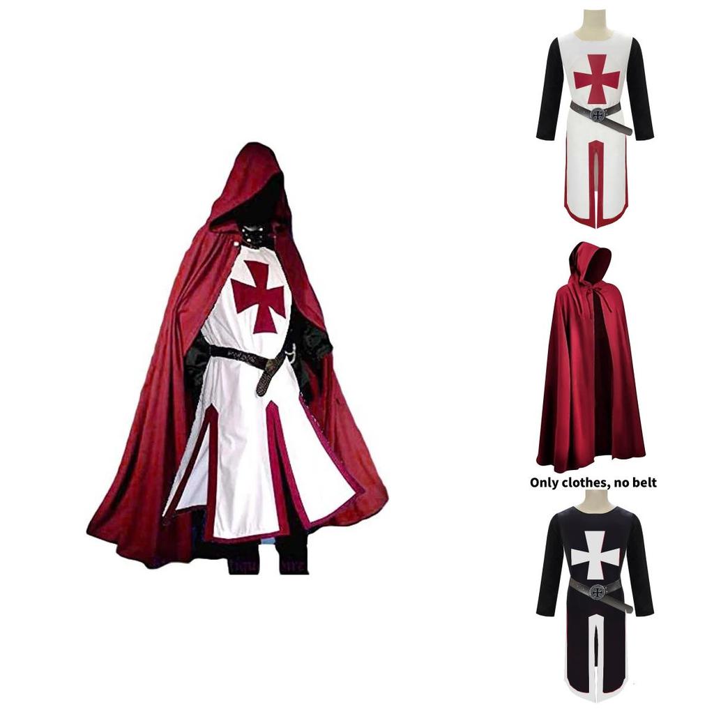 Halloween Knights Templar Outfit With Polyester Fabric And Split Design For Stage Shows