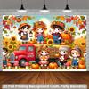 2D Plane 1 Scene of Children Playing Joyfully Under a Harvest Red Truck Suitable for Family Parties Weddings and Birthdays