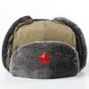 Winter Warm Military-Style Earflap Hat Men Women With Embroidered Soviet Emblem Windproof Outdoor Cap
