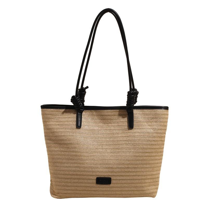 Spring new fashion woven handbag large capacity commuter casual tote bag simple fashion bucket