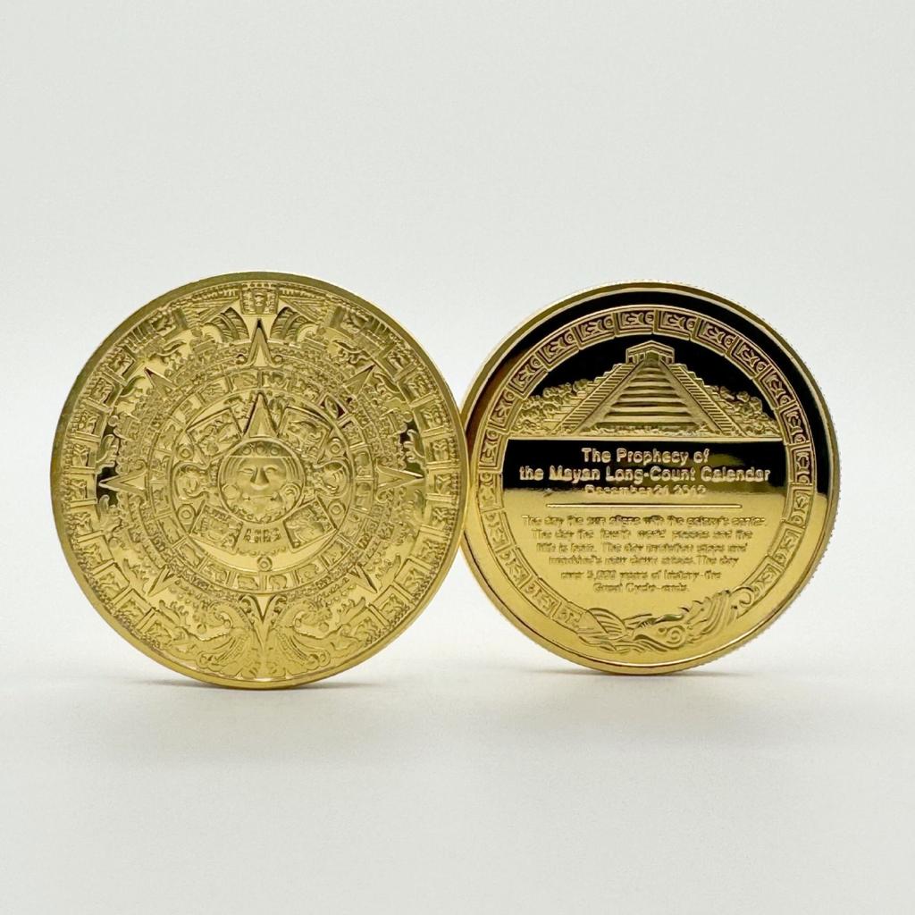 40*3 mm Maya- und Aztekenkalender, Kunst, Prophetische Kultur, Gedenkmünze Sammlerstück.