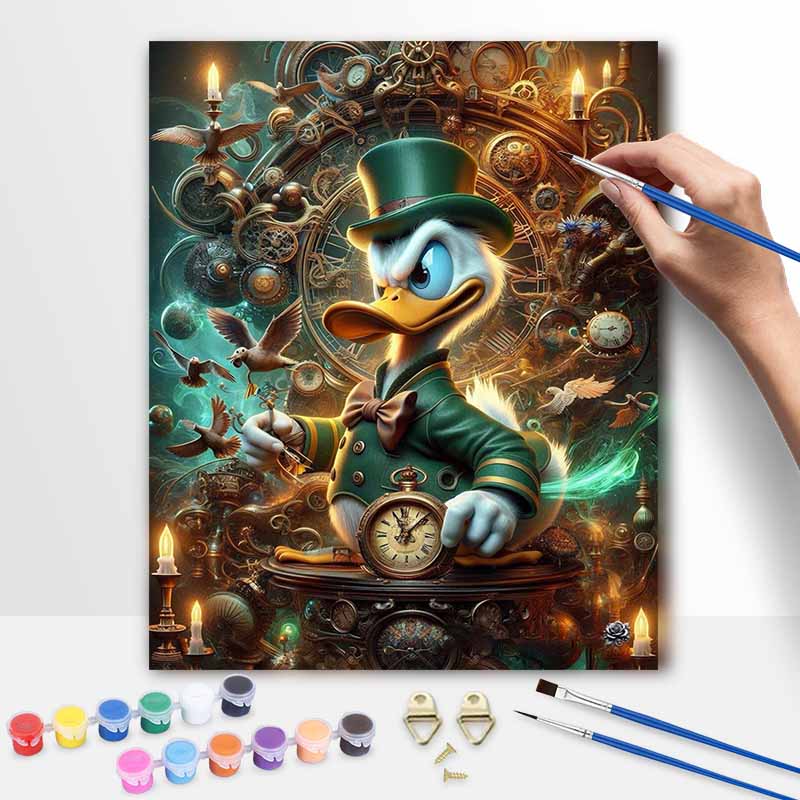 Disney Steampunk Donald Duck Digital Oil Painting Art Kit DIY Handmade Home Decoration Gift
