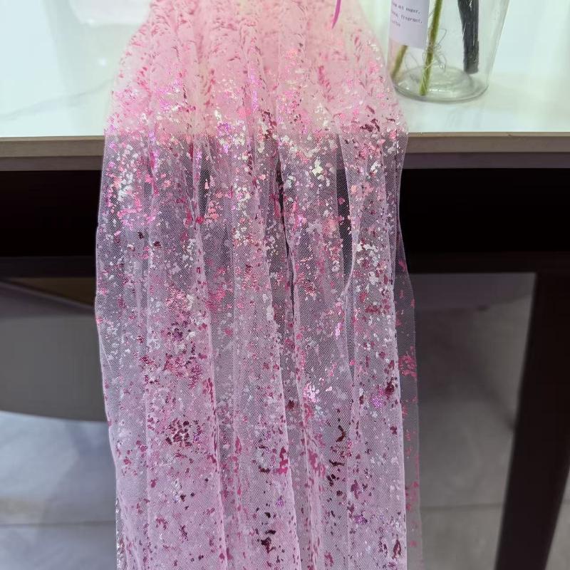 European Style Wedding Birthday Party Hot Stamping Mesh Table Runner Transparent Chiffon Sheer Sequin Tablecloth Hotel Room Holiday Decorat Table Flag