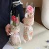10 Pieces Waterproof Single Flower Wrapping Bags Transparent Romantic Hug Bucket Bouquet Integrated Flower Arrangement Bags