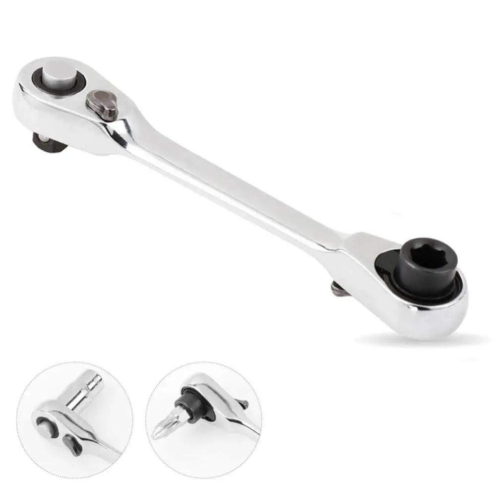 Mini 1/4 inch Double Ended Quick Socket Ratchet Wrench Rod Screwdriver Bit Tool Contain 1 x Ratchet Handle Wrench Tool Parts