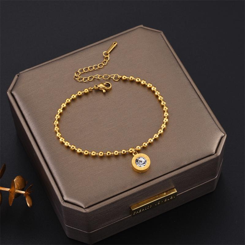 Roman Stainless Steel Jewelry Set: Color-Preserving Necklace, Bracelet & Earrings - Non-Fading, Simple Titanium Design