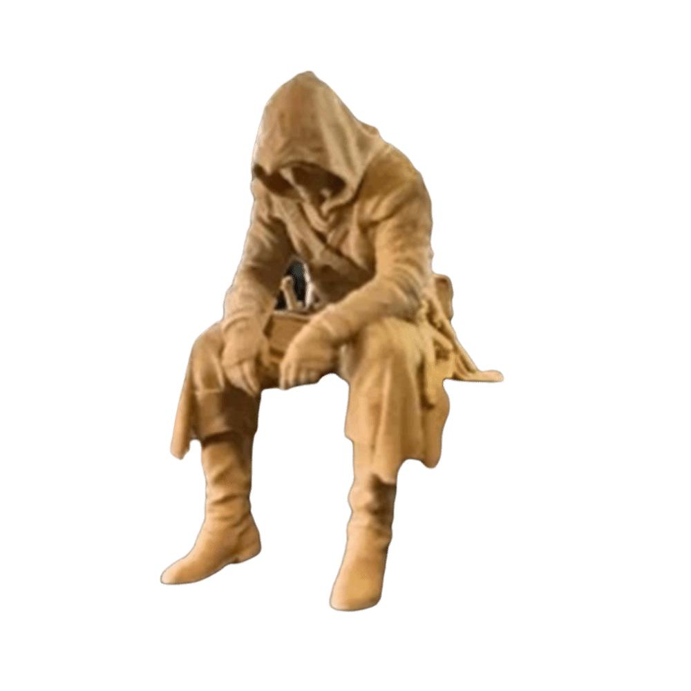 Sitting Pose Warrior Figurine 3D Printed Samurai Sculpture Creative Ninja Ornaments Home