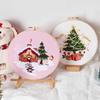 Christmas Pattern CrossStitch Kits Embroidery Starter DIY Kits with Embroidery Clothes Hoop Thread Needle for Beginner