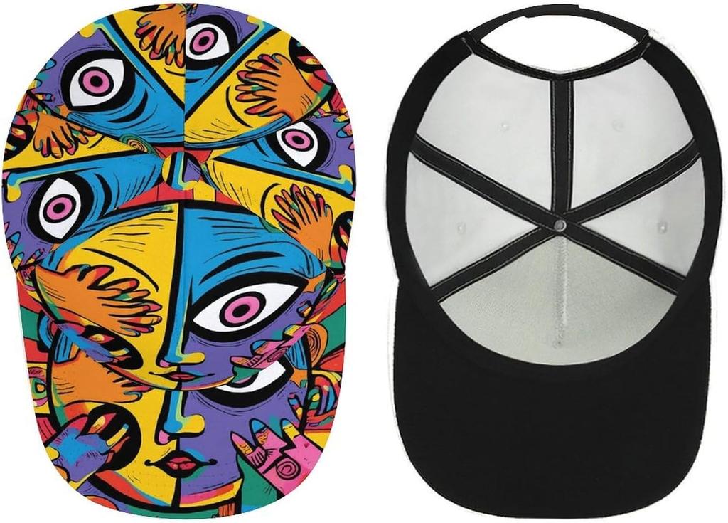 Żywe Abstrakcyjne Surrealistyczne Sztuka Odważna Kolorowa Twarz Odbicie Dłoni Kapelusze Czapki dla Mężczyzn Kobiet Miękkie Snapback Czapka Taty Letnie Kapelusze Wędkarskie