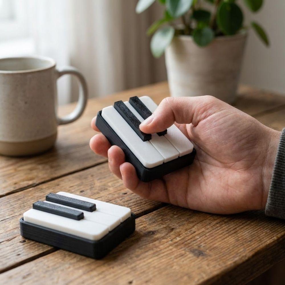Novelty Piano Stress Clicker Keychain 5-key Press Piano Key Fidget Figurine Backpack