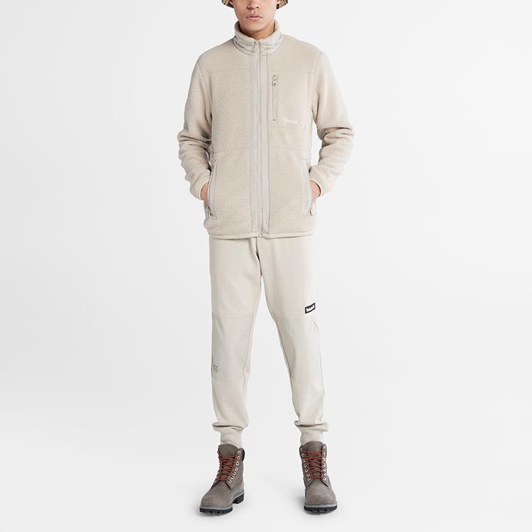 Timberland Solid Color Warm Stand Collar Fleece Jacket Men Jacket Sand A44BC-CY2