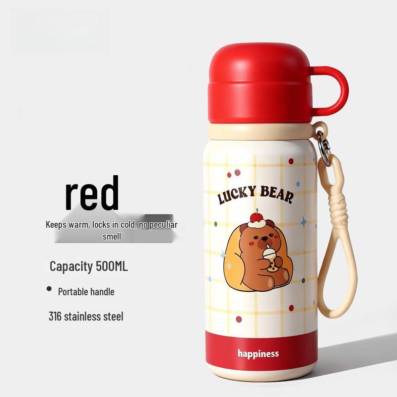 OLOEY Cute Stainless Steel Insulated Water Bottle with Straw