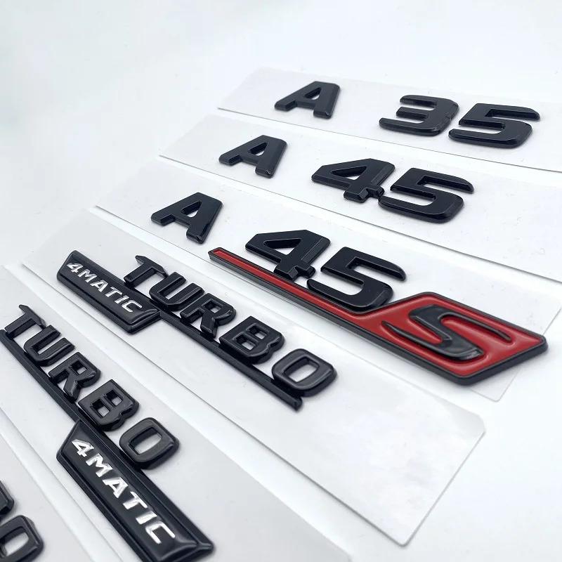 3D ABS Glossy Black Letters A35 A45 A45S Turbo 4matic Emblem for Mercedes-Benz AMG Car Fender Trunk Rear W176 W177 Logo Sticker