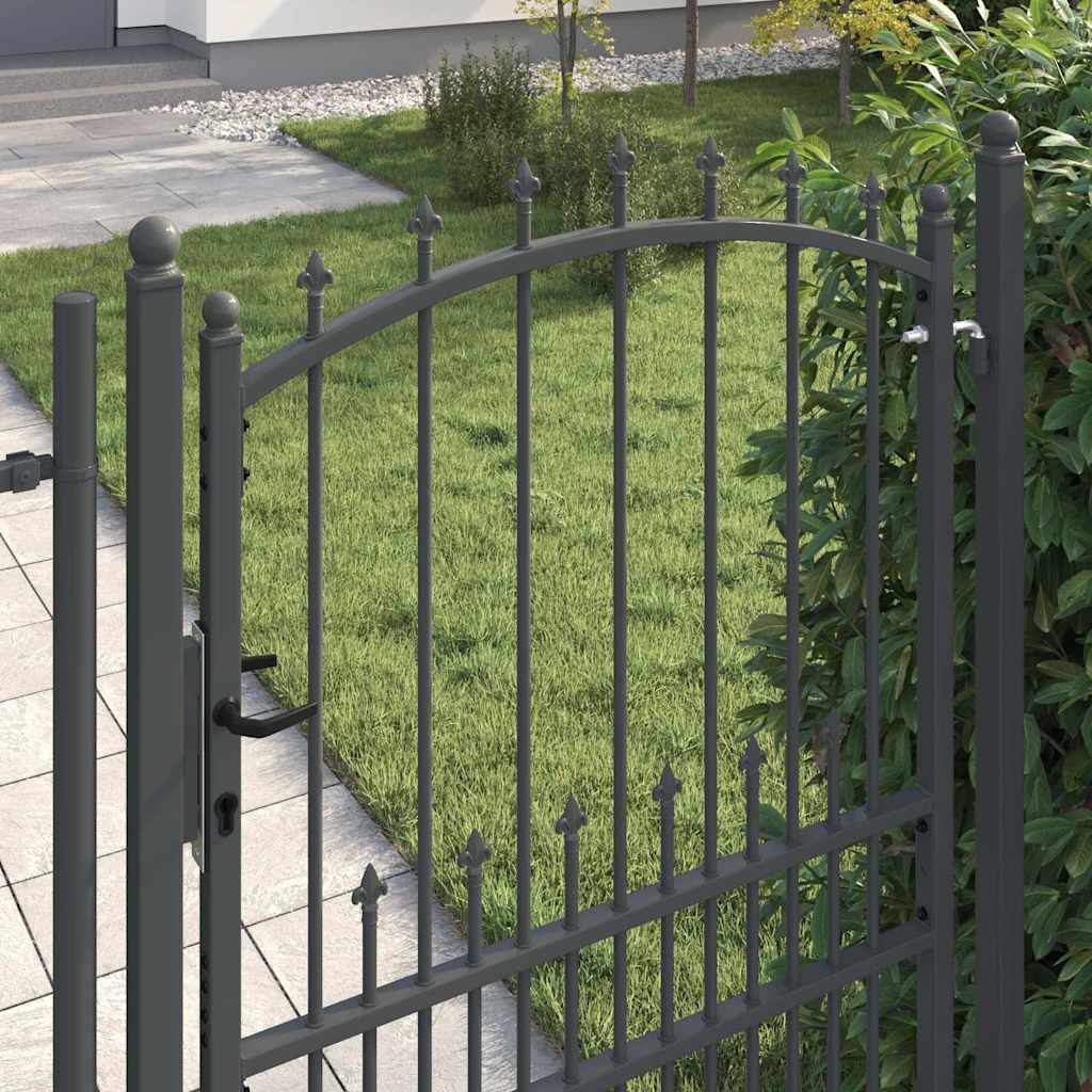 EMMEN Wrought Iron Garden Gate with Ornamental Details 200 X 100 Cm