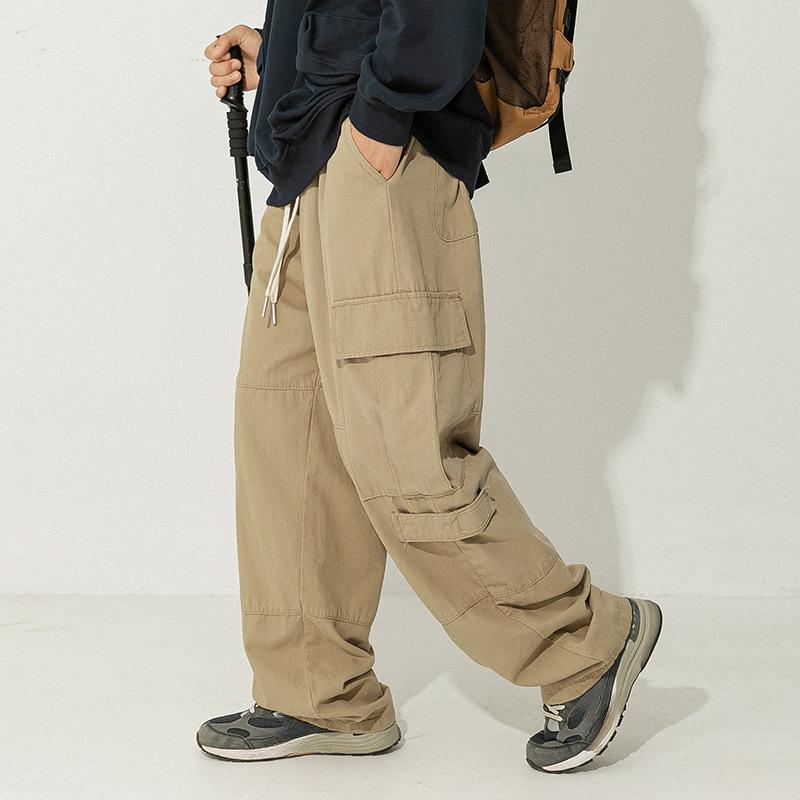 Herren Hose im japanischen Stil für Frühling und Herbst, Arbeitskleidung, locker, lässig, Vintage, Baumwolle, Allround-Kordelzug, lange Hose
