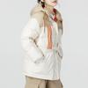 adidas Util Jkt Dw1 Color-Block Drawstring Hooded Zip Cardigan Long Sleeve Down Jacket Women Outerwear Beige HN2447
