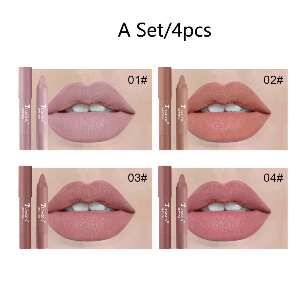 4 Teile/satz Antihaft-Cup Lippenstift Wasserdichter und schweißfester Lippenstift