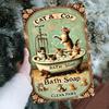 Vintage Metal Tin Sign Retro Kitchen Decor Cat Bath Wall Art Funny Kittens