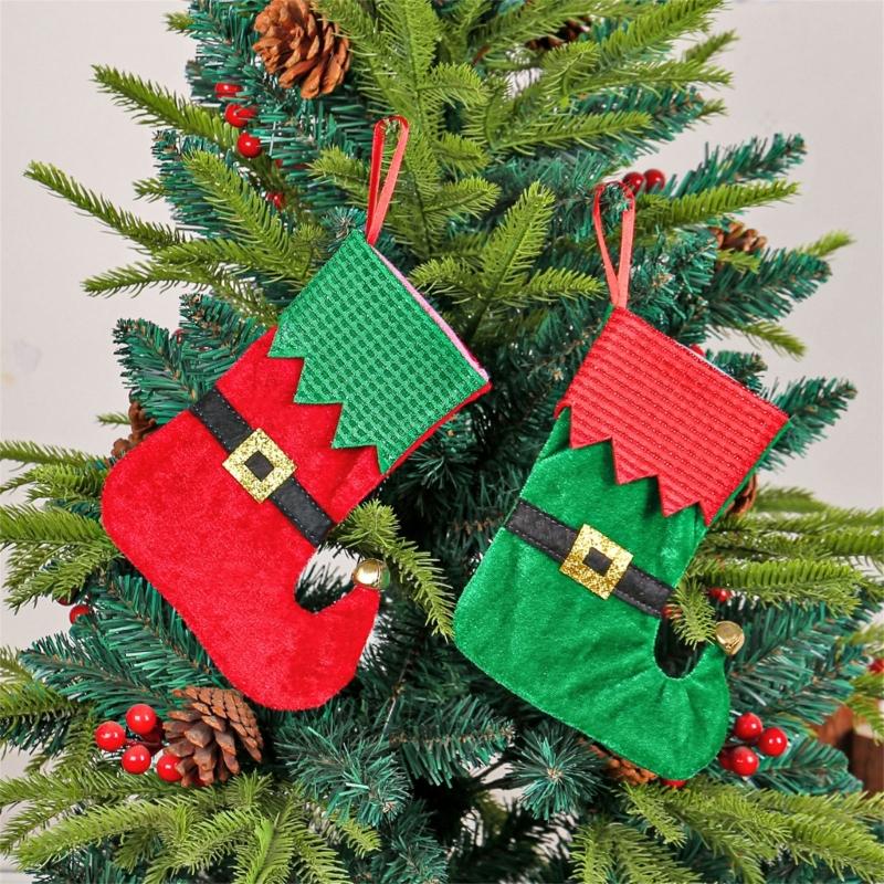 Festival Spotted Christmas Stockings Christmas Gathering Essential Stylish Hanging Stockings with Adjustable Belts