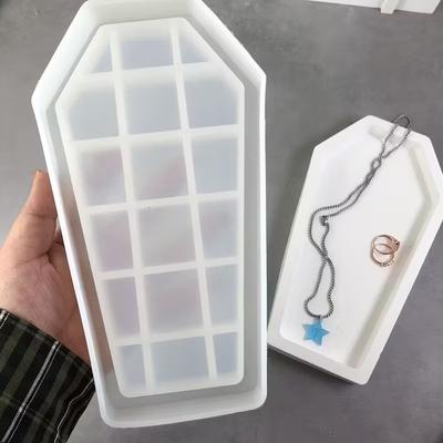 Halloween Coffin Resin Mold Tray Storage Box Plaster Casting DIY Crafts Jewelry Holder Serving Plate Board for Home Decor