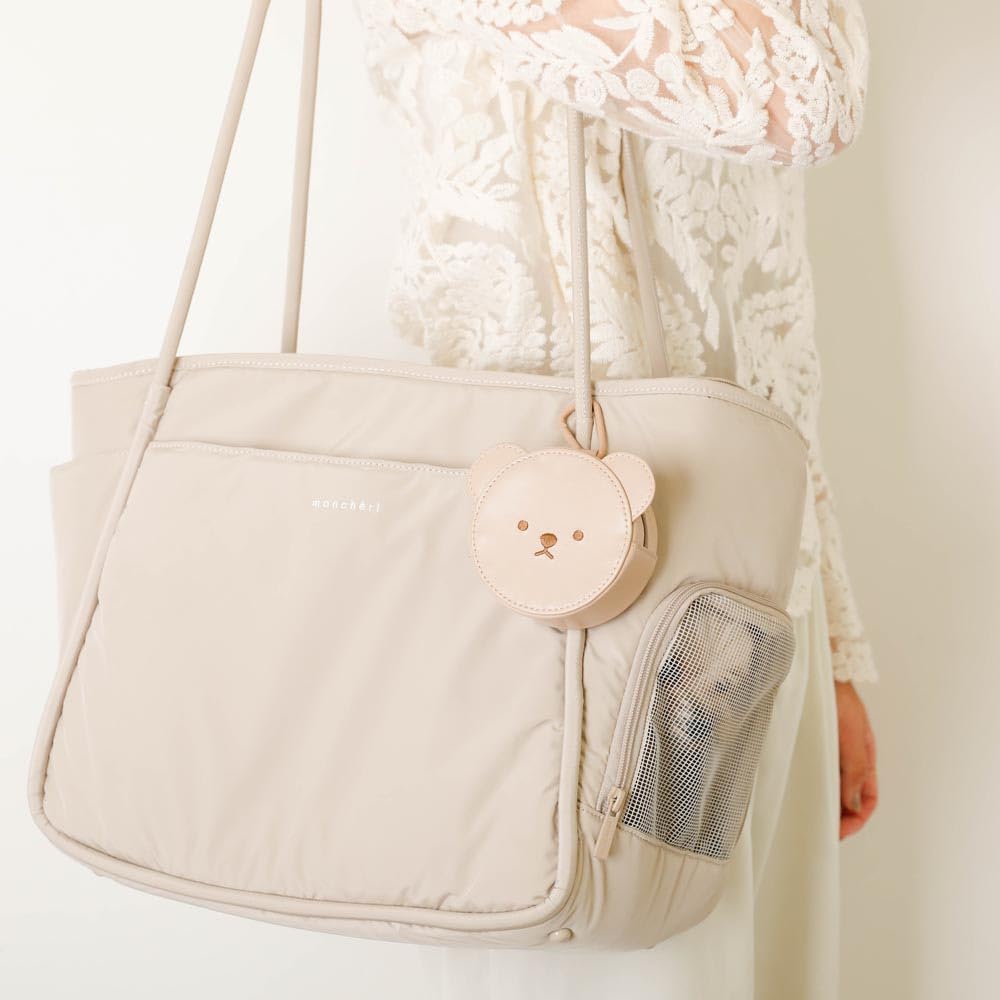 Monchéri [Bear Mini Pouch with Carabiner] Dog, Small Dog (FREEBeige) Cute, Stylish, Popular Brand, Toy Poodle, Chihuahua