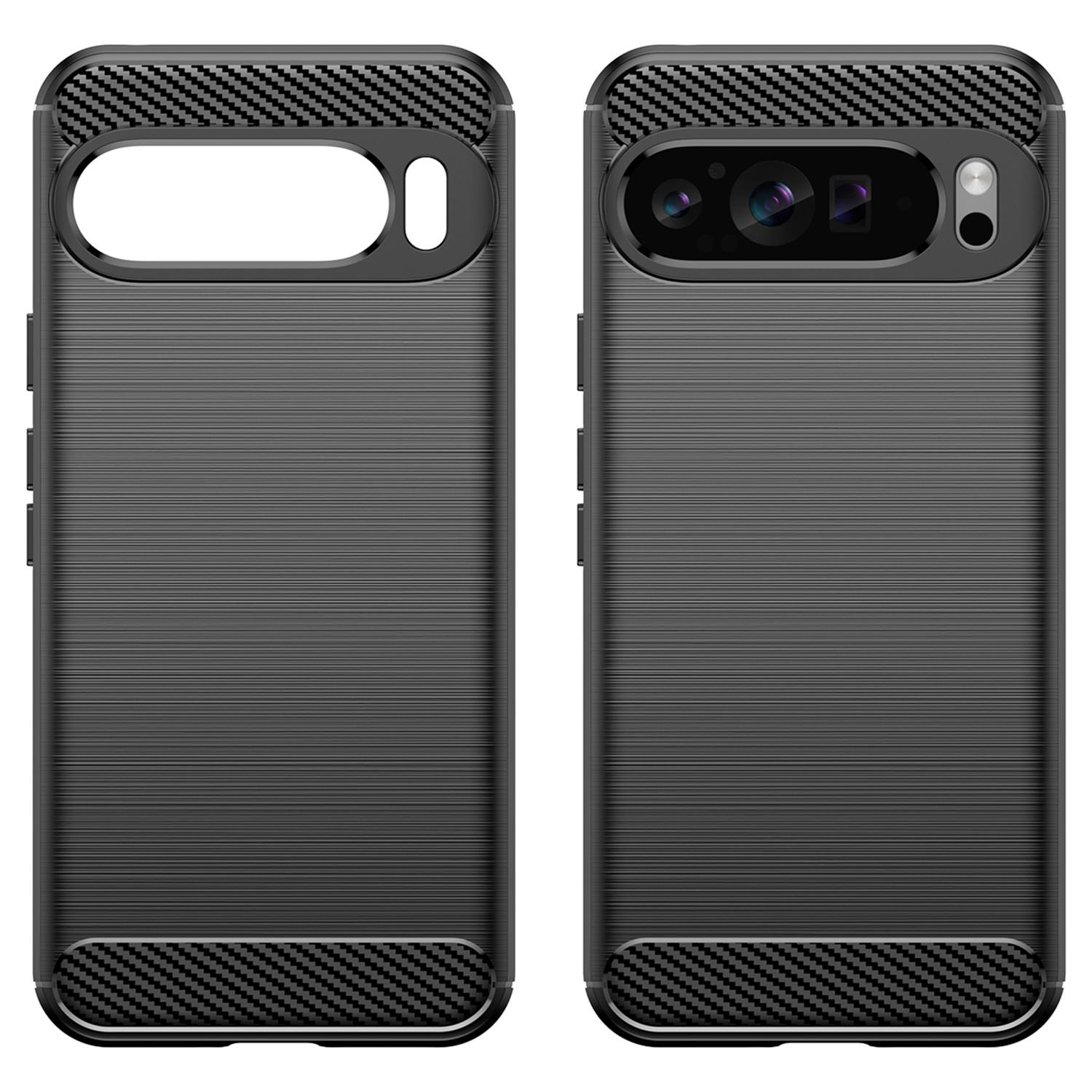 

For Google Pixel 9 Pro XL TPU Case Carbon Fiber Texture Mobile Phone Cover Black