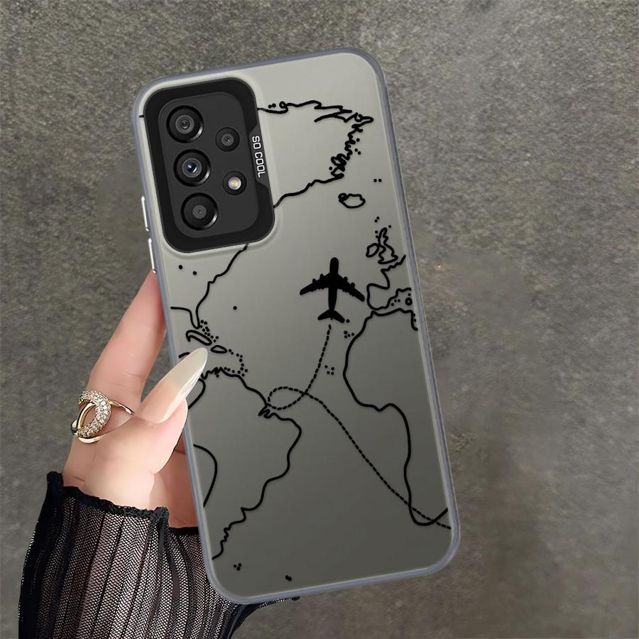 Phone Cover Case for Samsung Galaxy A54 A23 A71 A13 A32 A36 A17 A52 A16 A34 A25 A73 A72 A12 A14 A56 Airplane Route