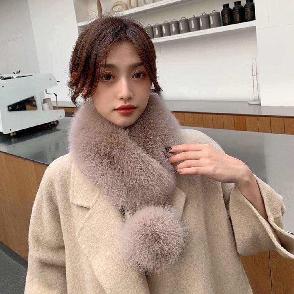 Furry Furs Warm Scarf for Winter Decorative Neck Gaiter Faux Furs Shawl Adult Teens Warm Neckwear Winter Thick Scarf