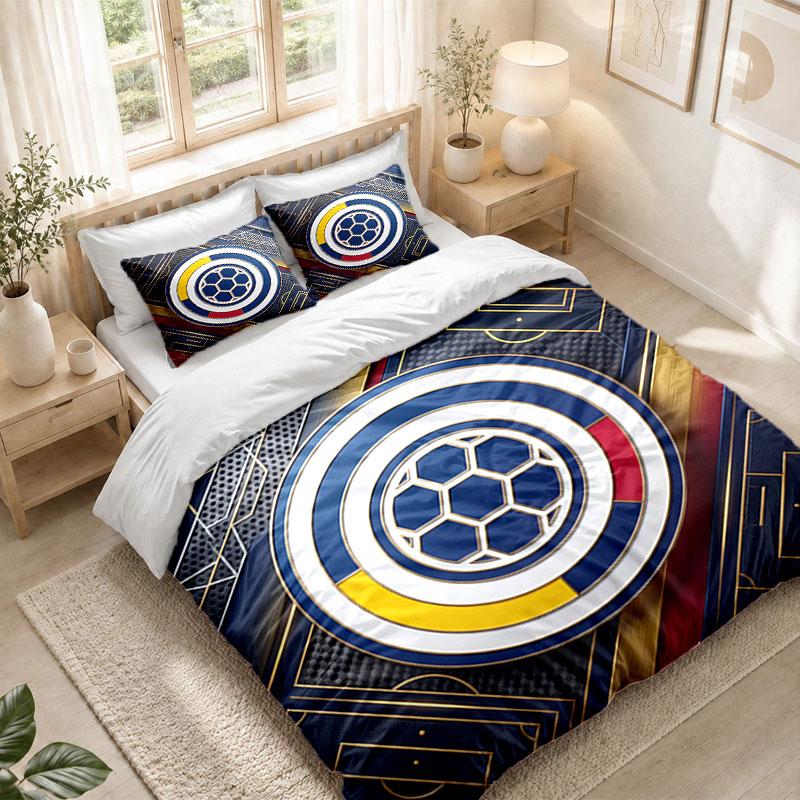 Bedding Set 1 Duvet Cover 2 Pillowcases Colombia Football Print Bedroom Home Decoration
