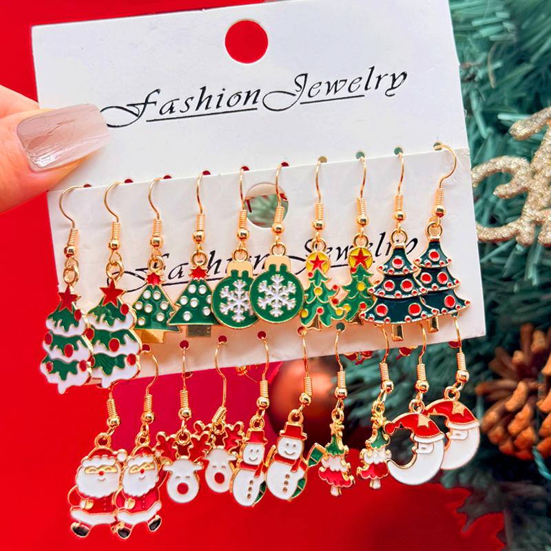 Xiaomi 20PCS/10PCS Women Fashion Christmas Pendant Earring Cute Snowman Santa Claus Christmas Tree Earrings Christmas Jewelry Gifts