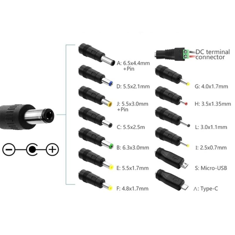 Universal USB Type C to DC5V Adapters Cable Kit Includes 14 Connectors for Charging Routers Cameras LED Lights