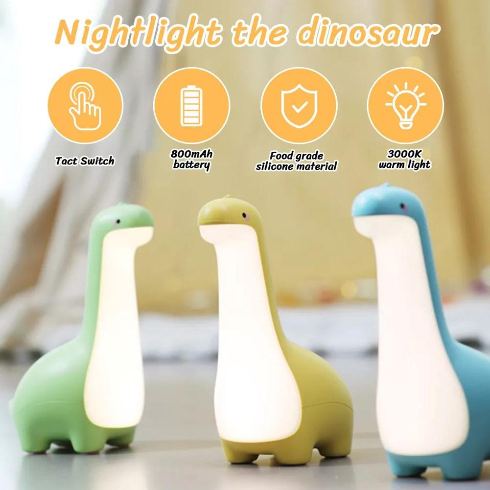 Dinosaur Night Light Cute Children's Night Light Eye Protection Bedside Timing Lamp USB Charging Room Decoration Children's Gift