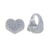 Unisex Exaggerated Full Diamond Heart Ring with Zircon - Trendy Hip Hop Style