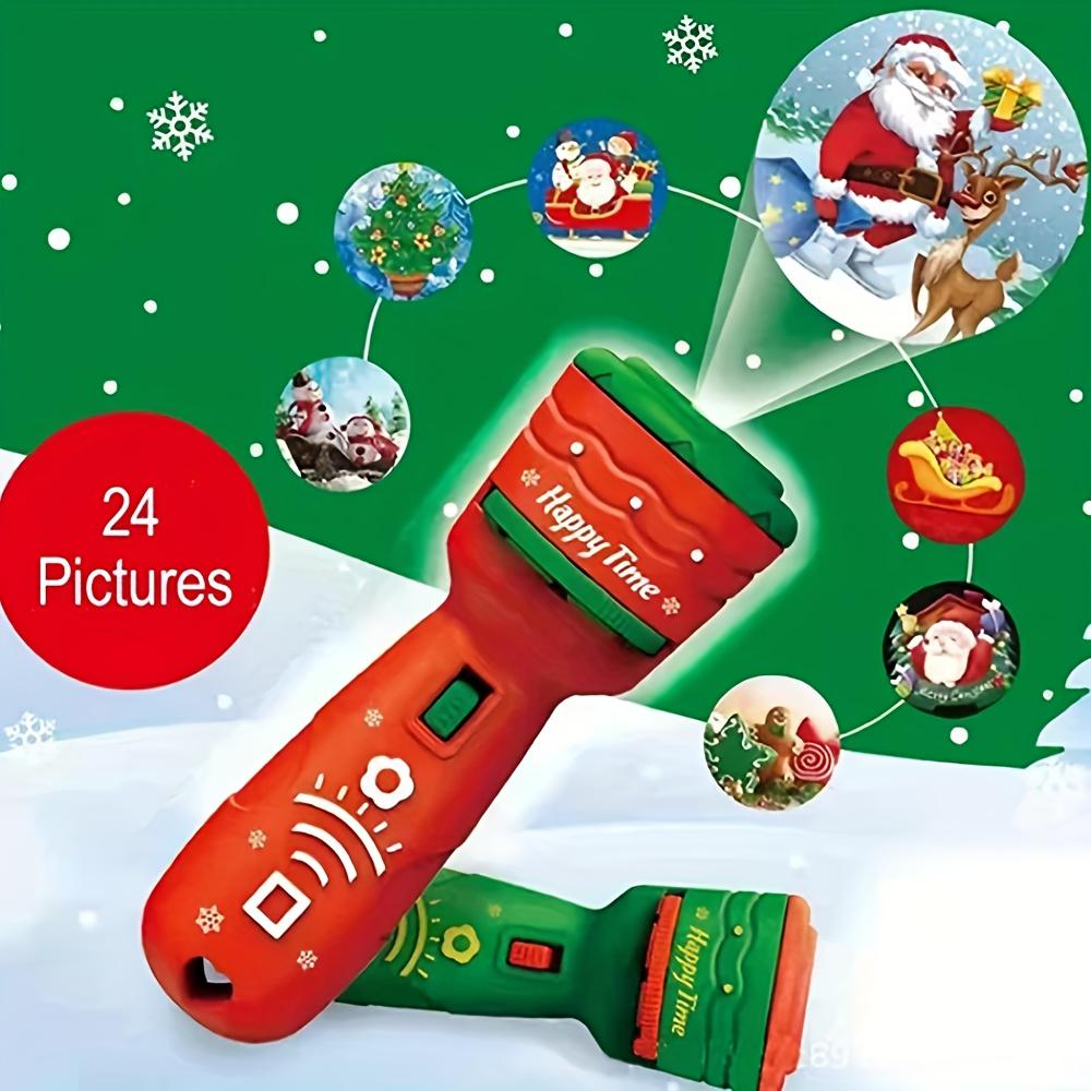 Christmas Kids Projector Flashlight with 24 Holiday Patterns - Santa, Reindeer, Snowmen, Presents - Battery-Powered Learning Toy for Toddlers