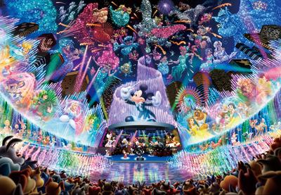 Tenyo [Made In Japan] 500-Piece Stained Art Gyutto Series Jigsaw Puzzle Disney Water Dream Concert (25x36cm) DSG-500-437 with Service Card