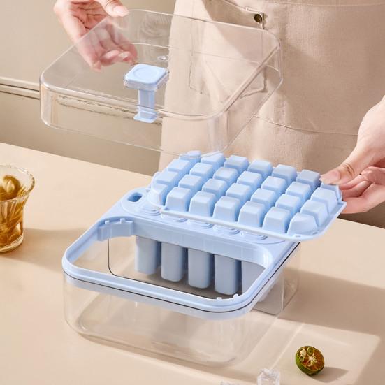 2-in-1 Ice Cube Tray with Lid Easy Push Release Ice Mold for DIY Popsicles Leakproof Freezer Container for Summer Drinks