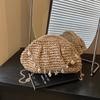 2026 New Summer Beach Straw Women‘s Crossbody Bag Bohemian Shell Chain Handmade Woven Rattan Purse Travel Vacation Shoulder Bag