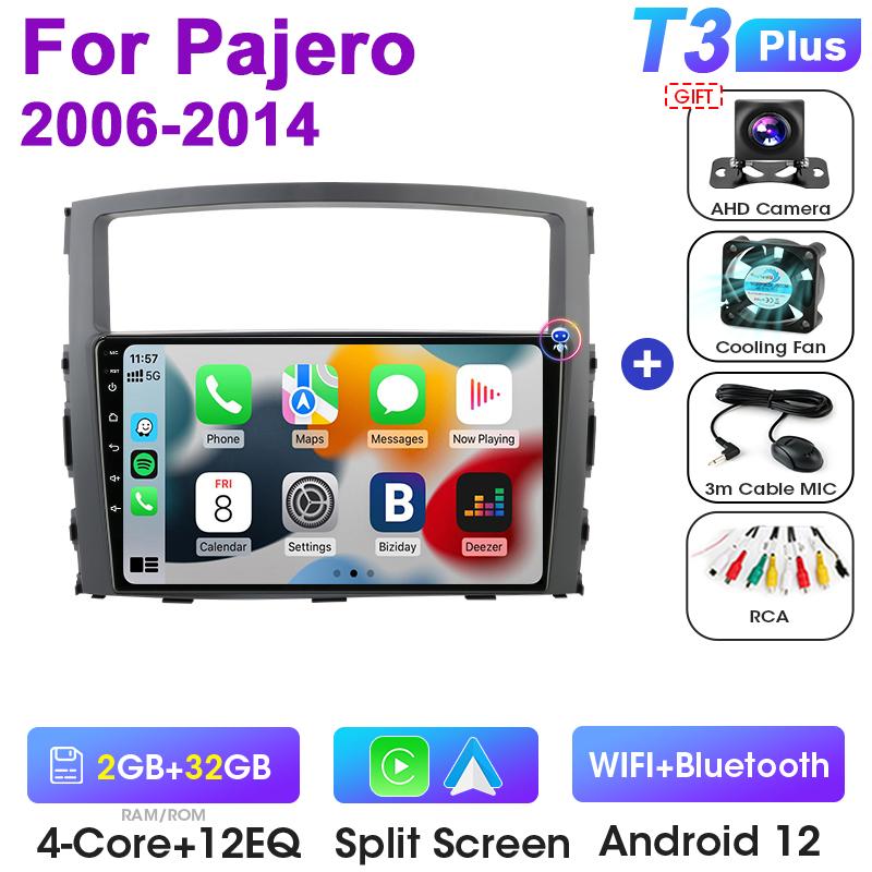 Android 12 Car Radio For Mitsubishi Pajero 4 V80 V90 2006 - 2014 2 Din Carplay Auto Stereo intelligent Systems Smart Autoradio