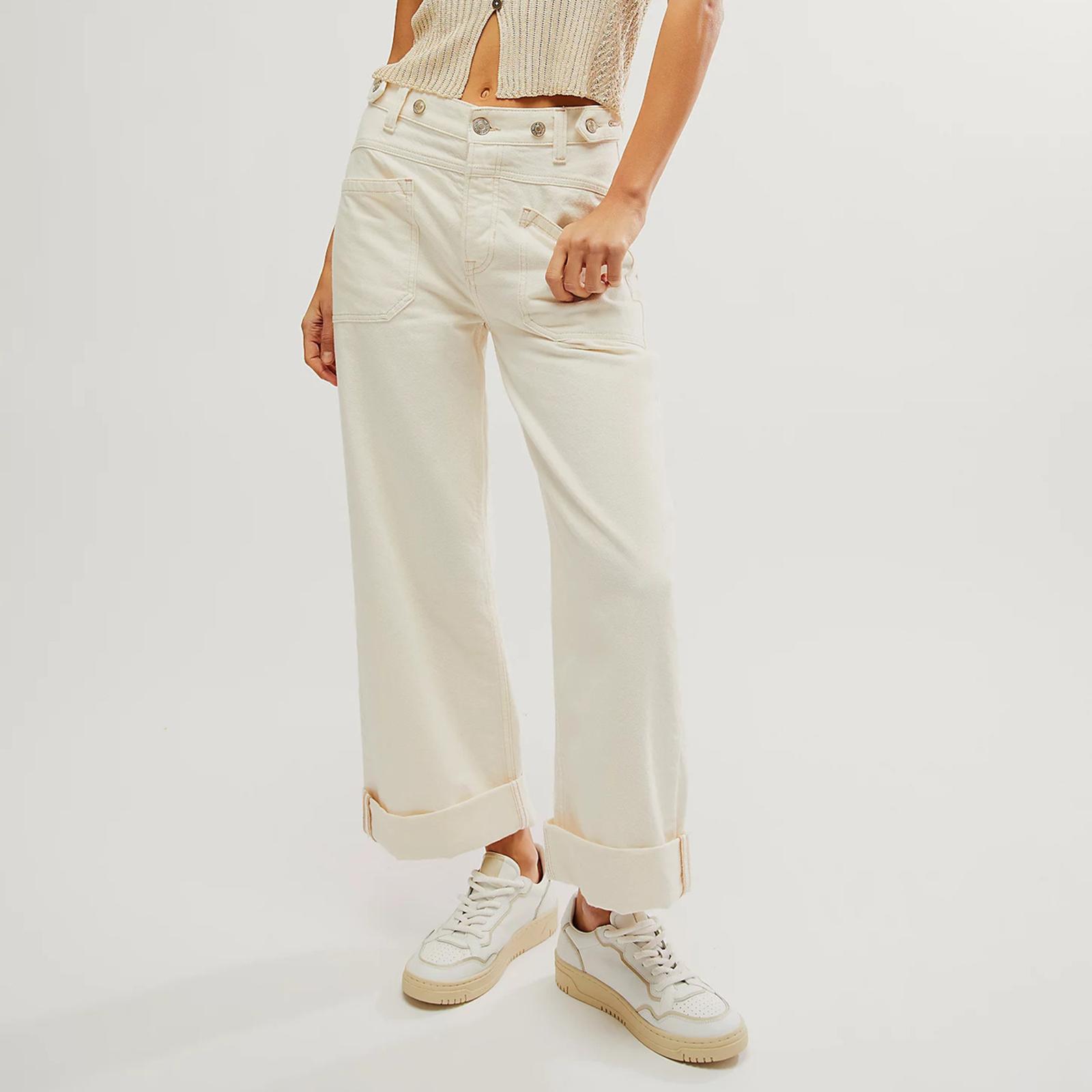 

Women s High Waist Washed Women s Jeans Fashionable Versatile Straight Leg Pants S