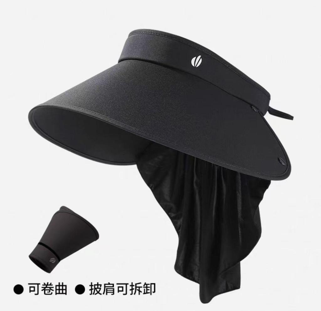 Shawl Vinyl Sunscreen Sun Hat Women's Large Brim Cover Full Face Ice Silk Empty Top Hat Outdoor Cycling Sunscreen Sun Hat