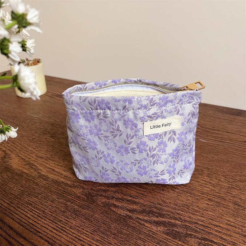 Pink Floral Makeup Bag: Women's Portable, Large Capacity, Small Size Travel Toiletry and Skincare Storage Bag