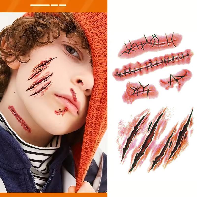 Halloween Temporary Tattoos Realistic Tattoo Stickers Halloween Party DIY Bloody Halloween Decorations Halloween Look 1PC