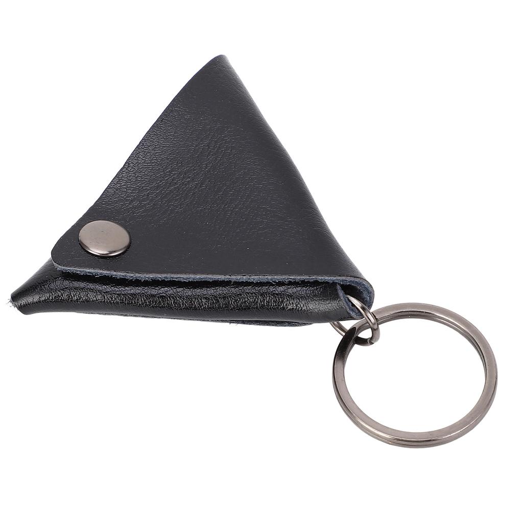 Guitar Pick Bag Faux Leather Waterproof Easy To Clean Portable Keychain Design Guitar Pick Holder Case Black