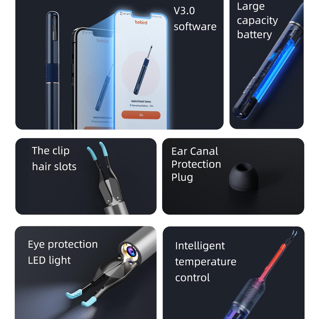 Durable And Safe Bebird Note5 Smart Visual Ear Sticks Endoscope Tweezers High Precision Earpick Mini Camera Otoscope Health Care Ear Cleaner
