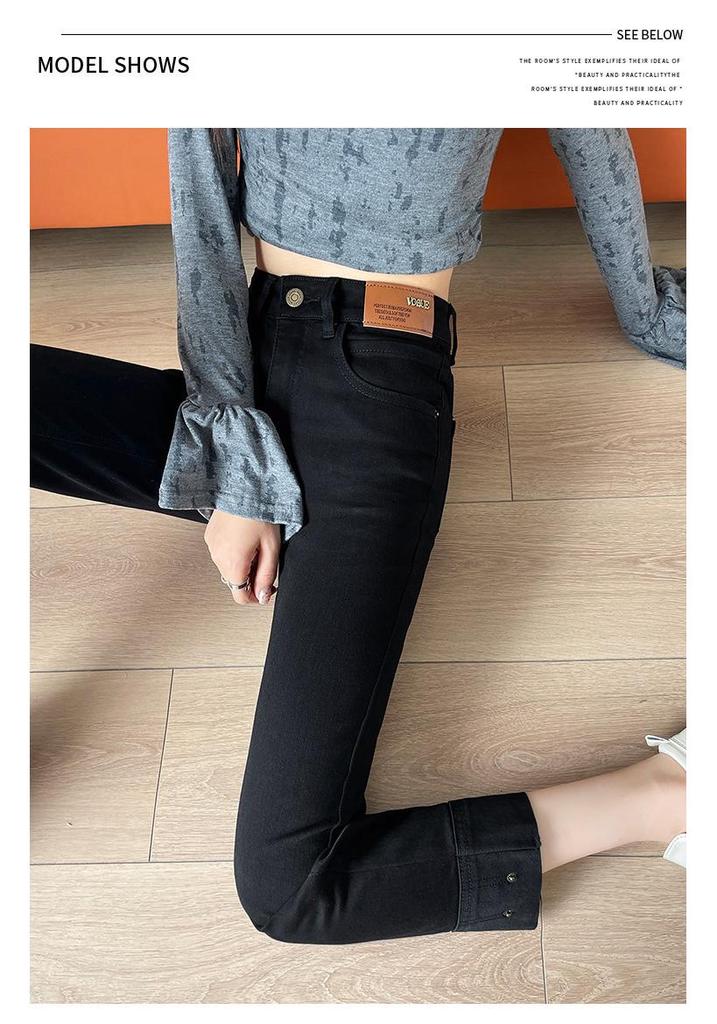 High-Waisted Slimming Straight-Leg Cigarette Jeans for Petite Women, Spring/Autumn 2026, Good Drape