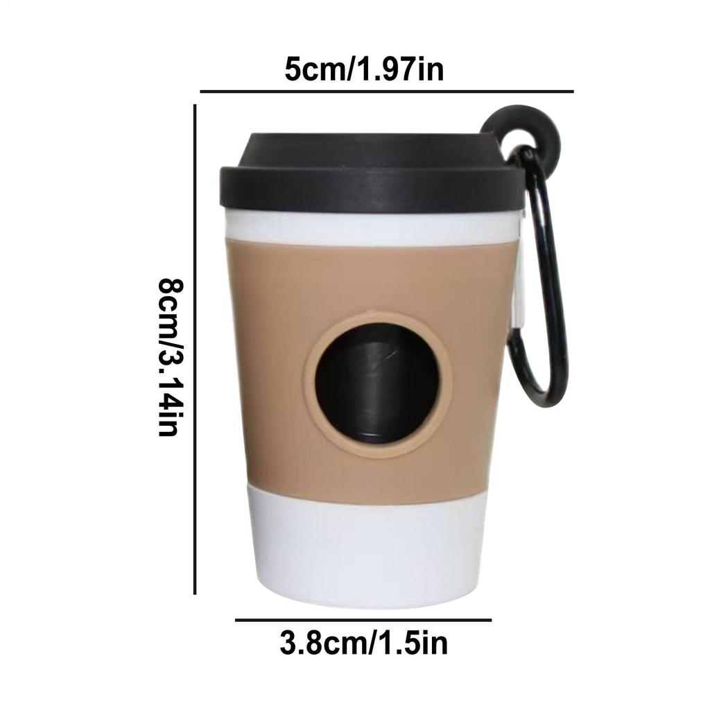 Poop Bag Holders for Leashes Coffee Cup Dog Waste Bag Holder Pet Doggie Trash Organizer Portable Carrier with Carabiner Clip