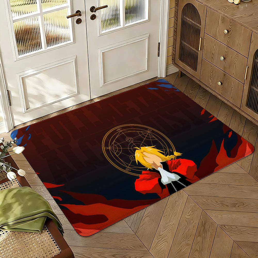 Fullmetal Alchemist Floor Mat Soft Thickened Absorbent Non-Slip Bedroom Living Room Door Mat Home Decor Flannel Rugs