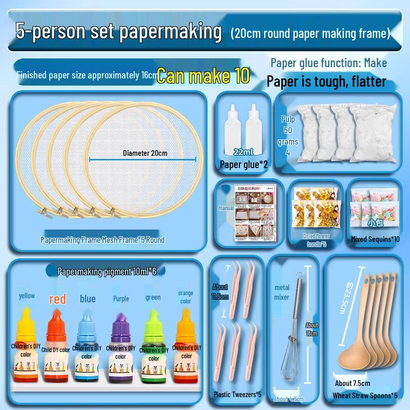 DIY Ancient Papermaking Kit for Kids: Educational Flower & Plant Pulp with Wooden Frame Screen Tools