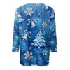 3/4 Sleeve Shirts For Women Print Christmas Tees Blouses Casual Plus Size Basic Tops Pullover