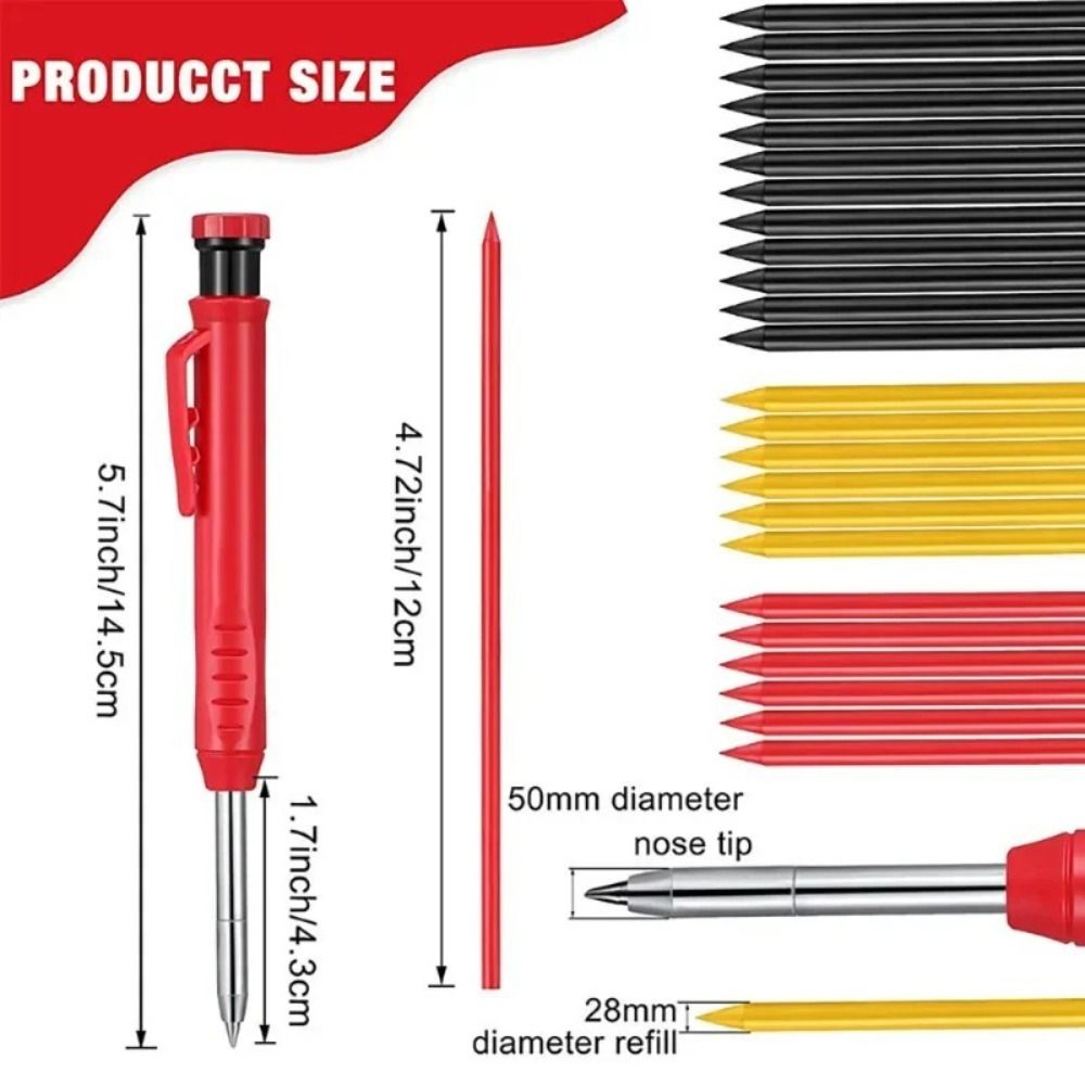 Deep Hole Marking Mechanical Pencil 2.8mm Solid Carpenter Pencil  Woodworking Construction